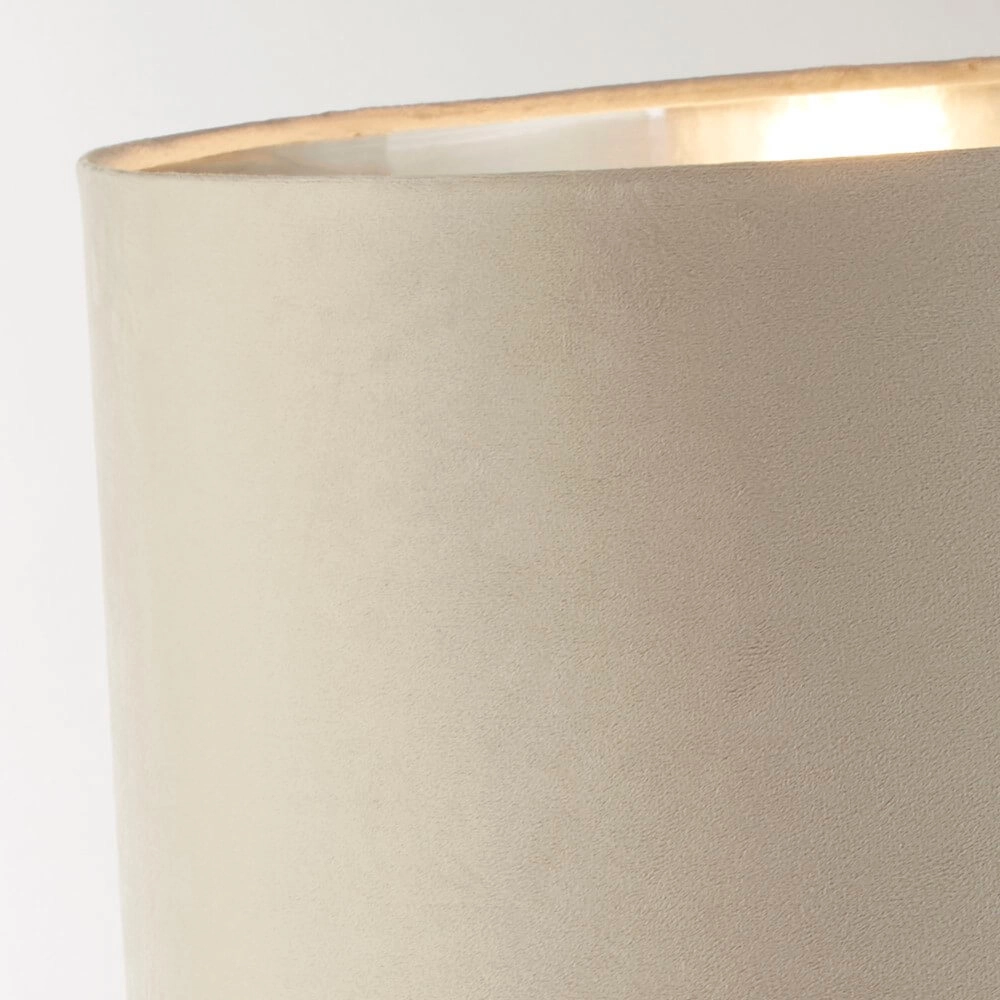 Lampe de table chromée Whitby avec capuche taupe Searchlight 5053423257662