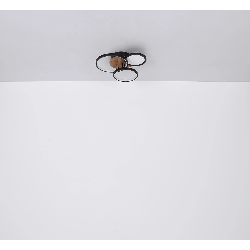 Lampe de plafond noire Sid Conception en bois Globo 9007371436392