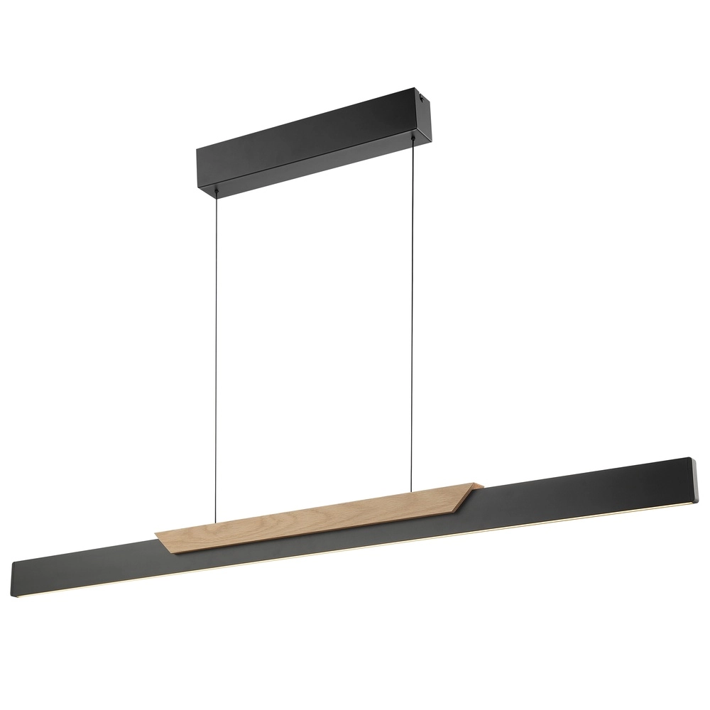 Lampe pendante de conception Arcus noir avec bois
