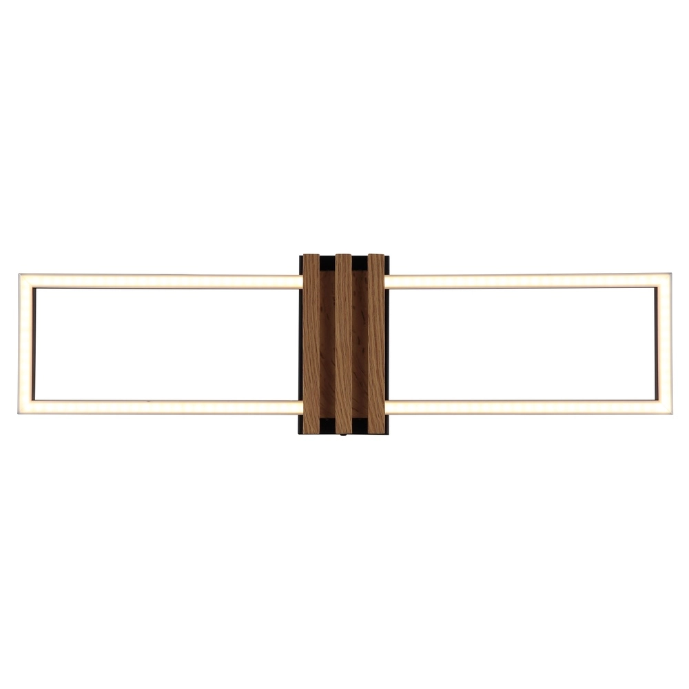Lampe de plafond moderne Dakari I noir avec bois 60 cm Globo 9007371522781