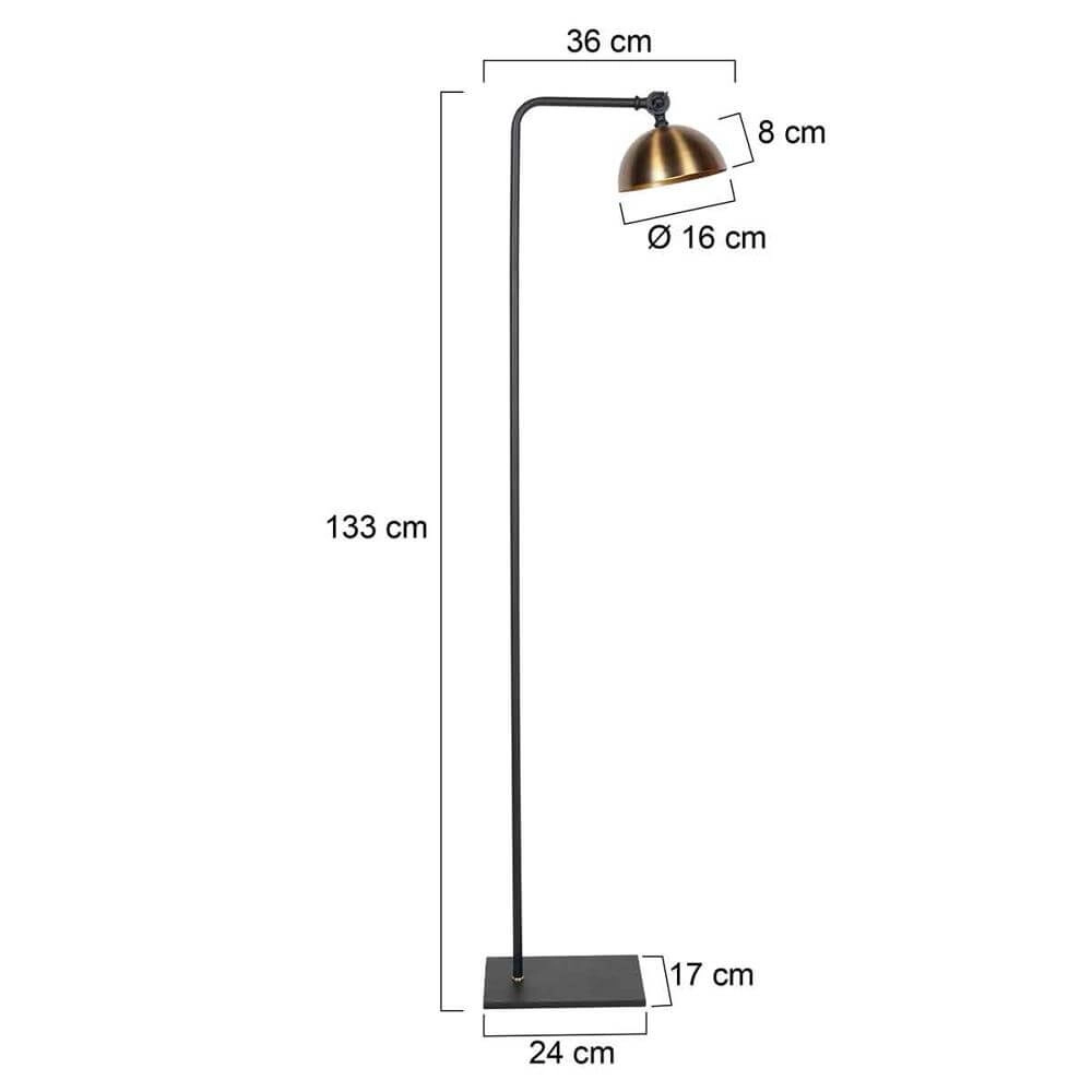 Lampadaire Pintino noir avec bronze Steinhauer 8712746176490