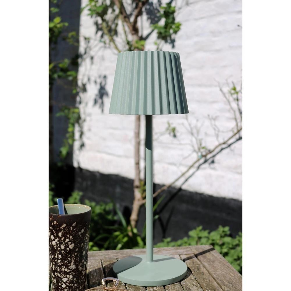 Lampe de table rechargeable Justine Vert avec station de recharge Lucide 5411212272225