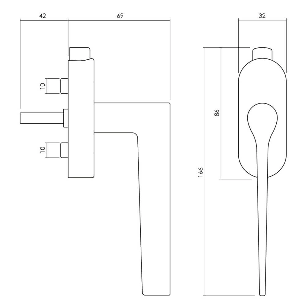 Poignée de fenêtre design Lama L Nickel verrouillable Olivari 8714186480229