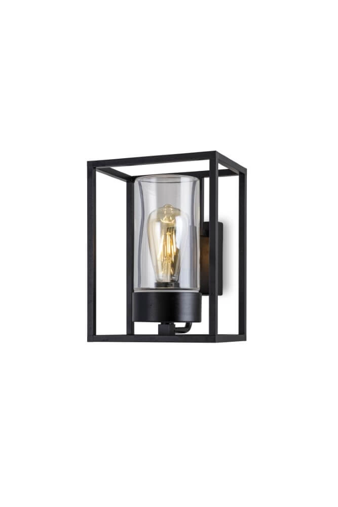 Applique murale noire Cubic3 avec verre transparent
