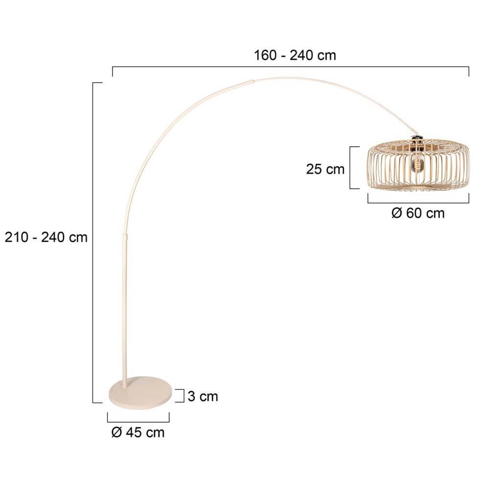 Lampe à arc Sparkled Light crème avec barre d’ombrage en bambou Ø 60cm Steinhauer 8712746180015