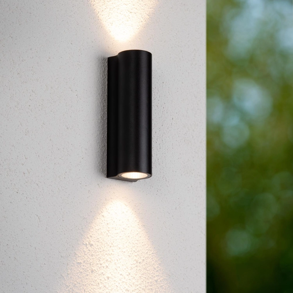 Lampe murale de conception Akra haut et bas noir IP54 Lucide 5411212334046