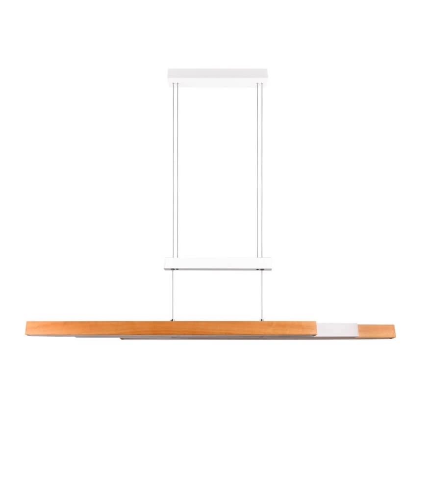 Lampe suspendue de bureau Trajan avec aspect bois et blanc Trio 4017807613018