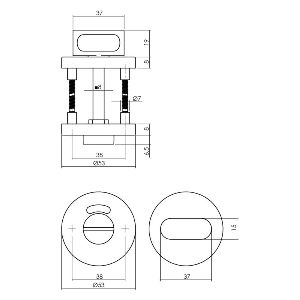 Jeu complet de poignées de porte Jupiter Toilette en acier inoxydable Intersteel 8714186634585