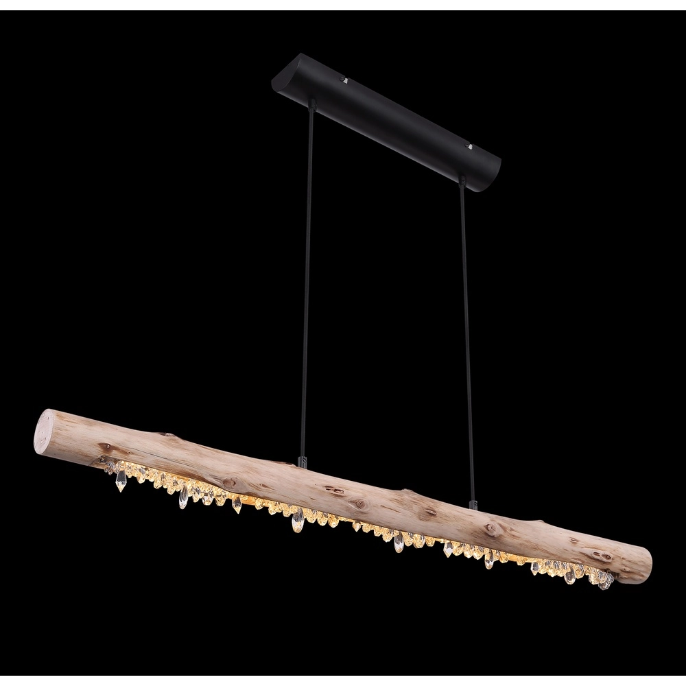 Lampe pendante de table à manger Felicitas noir avec bois Globo 9007371392889