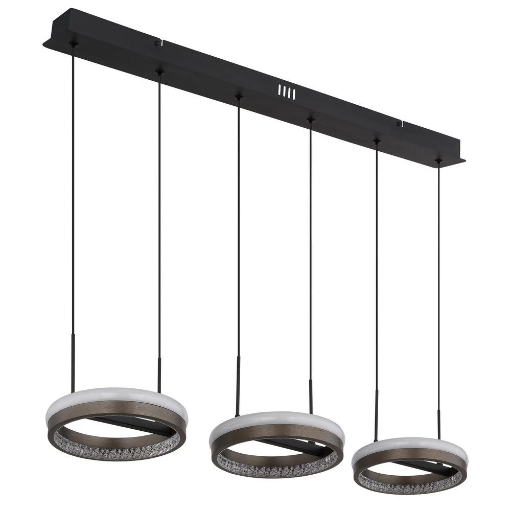Lampe pendante de conception Della 3 lumières noires Globo 9007371462742