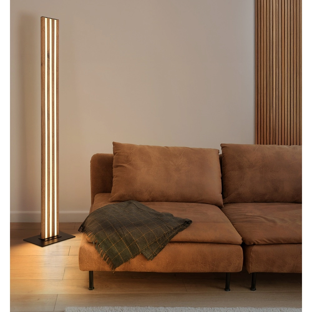 Lampe de pied Hayden noir avec bois Globo 9007371580583