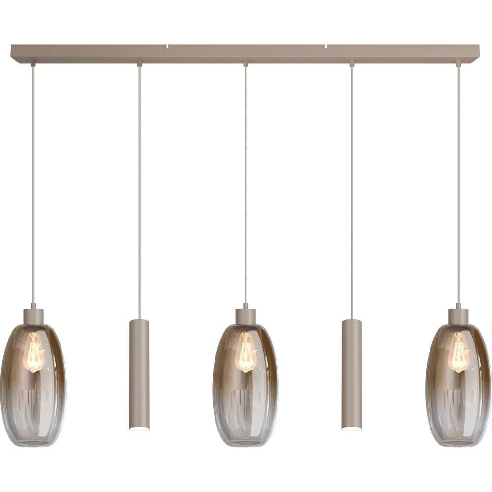 Lampe suspendue en verre Olive 3x Ø 18,5cm - 2x pendentif de course - sable