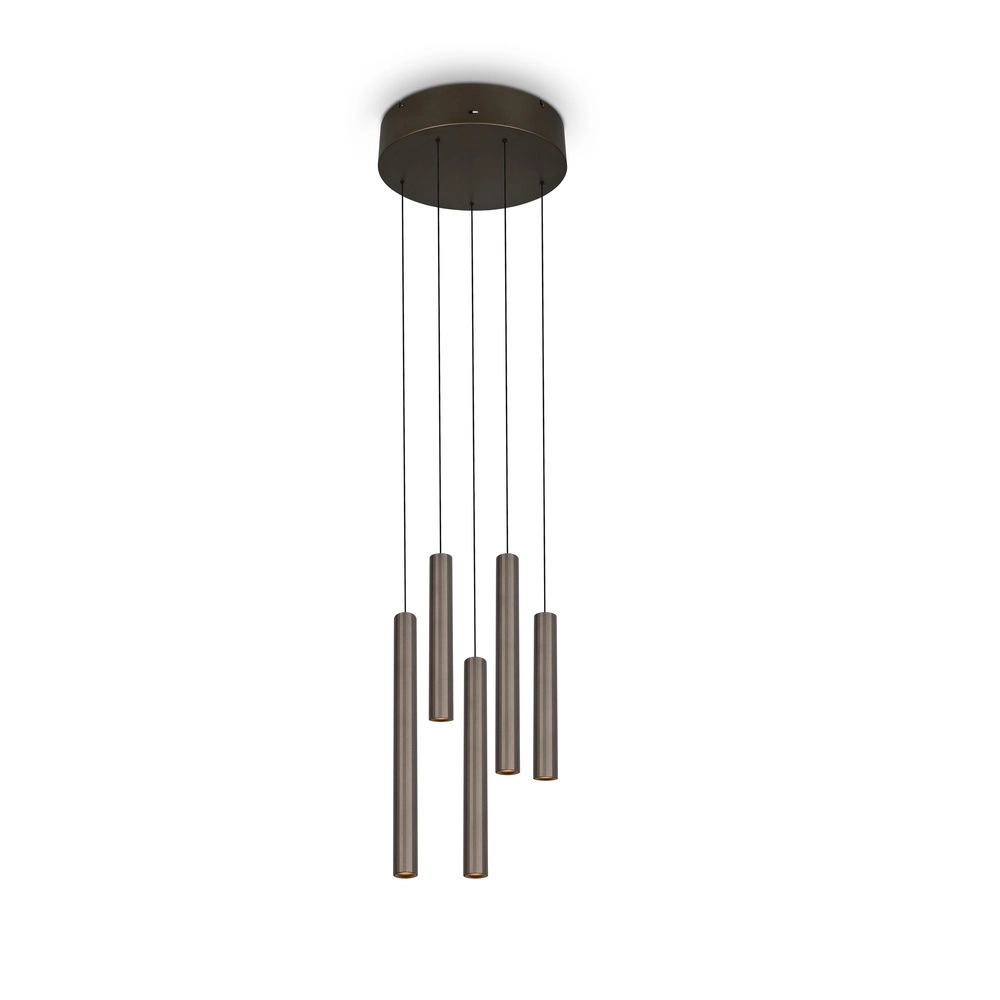 Lampe suspendue élégante Arimato Platine à 5 rounds légers