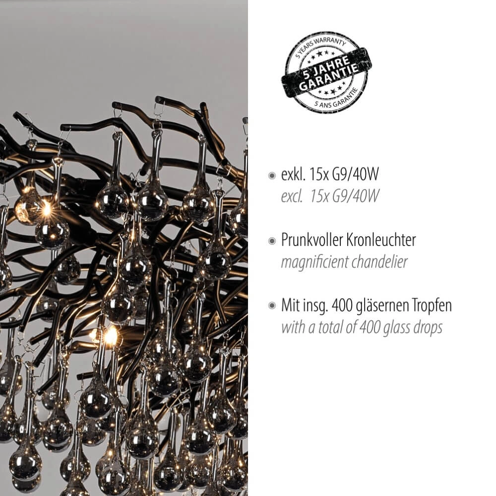Grand lustre Icicle noir Paul Neuhaus 4012248377543