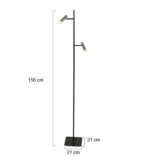 Lampe sur pied à deux lampes Lumo noir avec du nickel Steinhauer 8712746184679