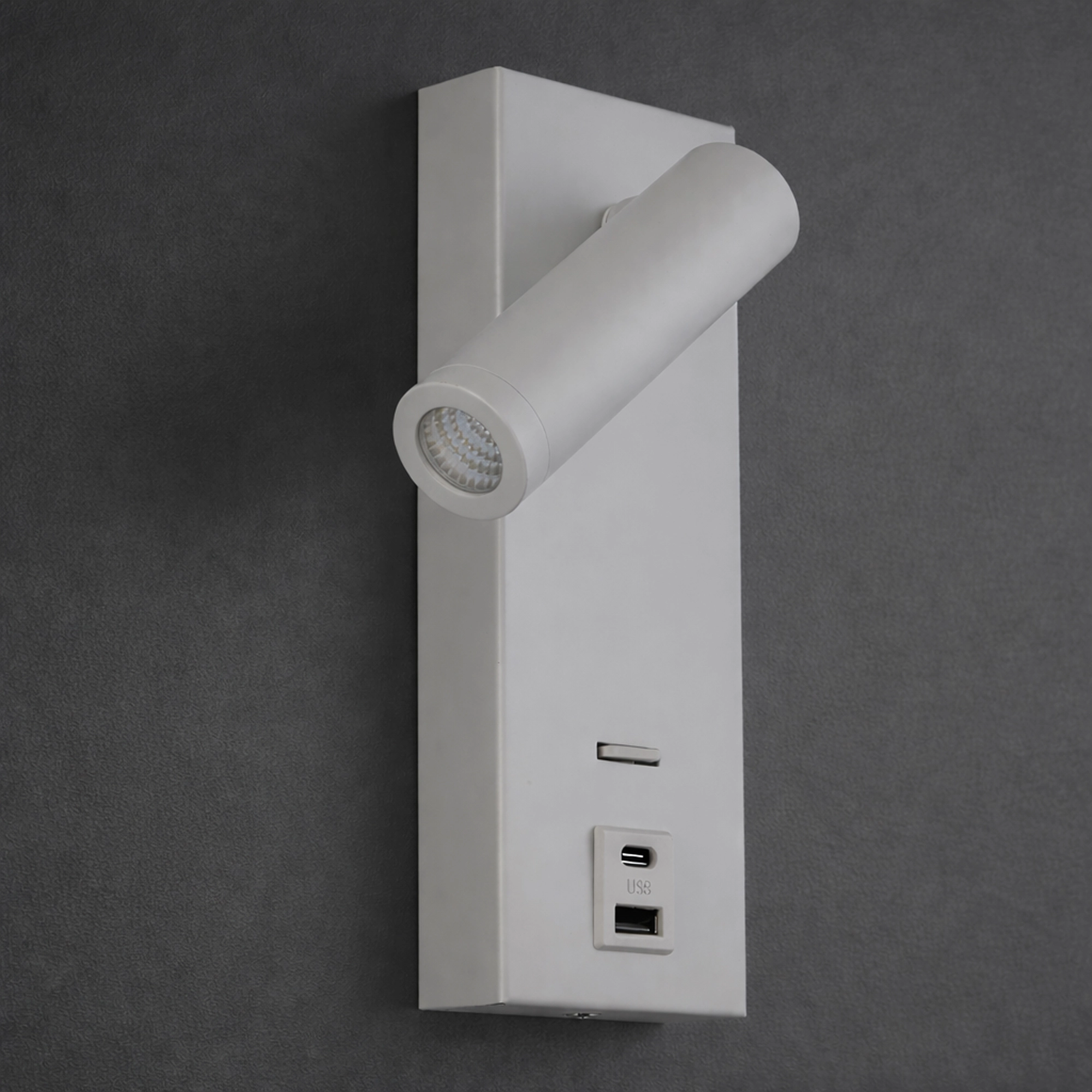 Lampe de chevet blanche Marlow avec USB Lyora 5053423275864