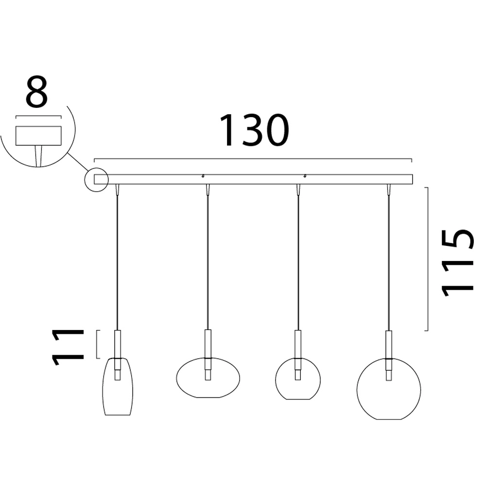 Suspension 4L Lido Ball avec du verre transparent Masterlight 8718121335339