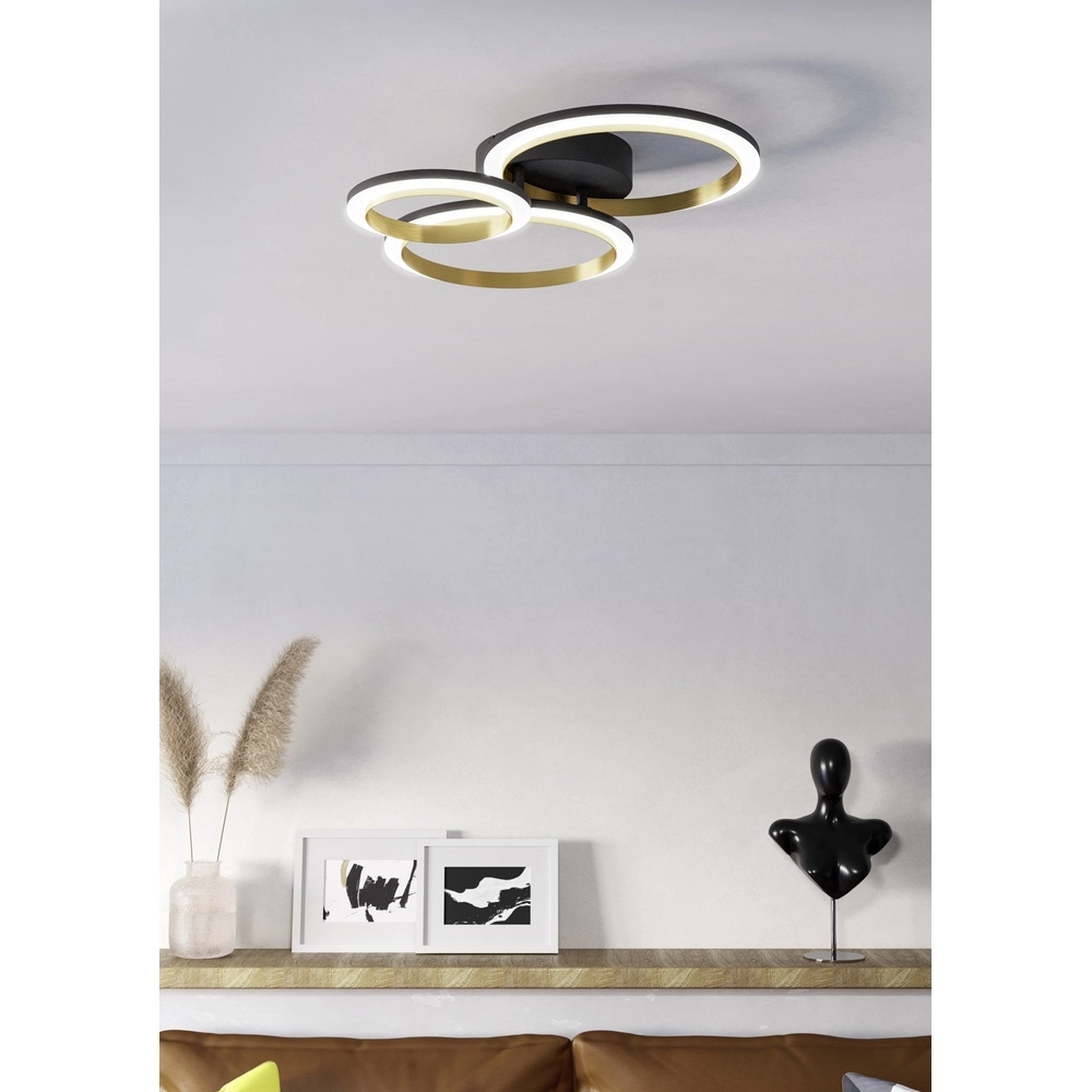 Lampe LED de plafond Calliera Rond - noir avec or Eglo 9008606316120