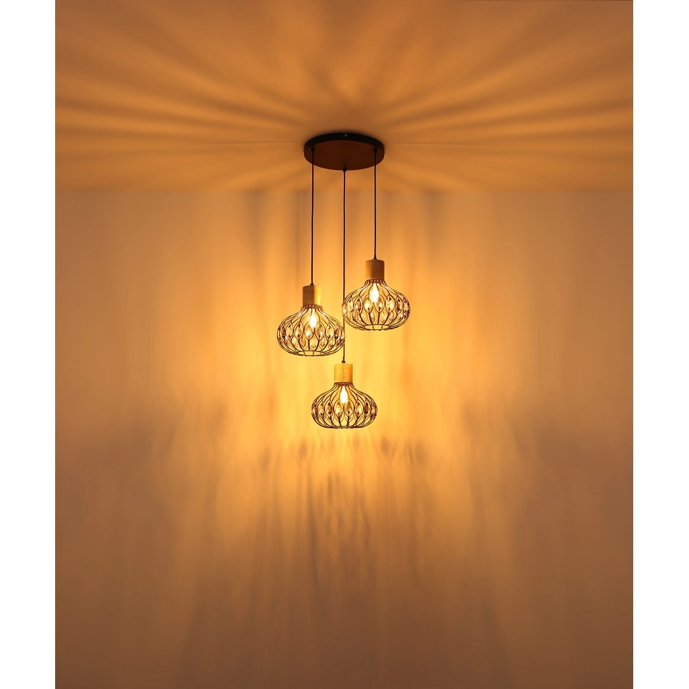 Lampe pendante à 3 lampes Dorthy Country Black Globo 9007371569069