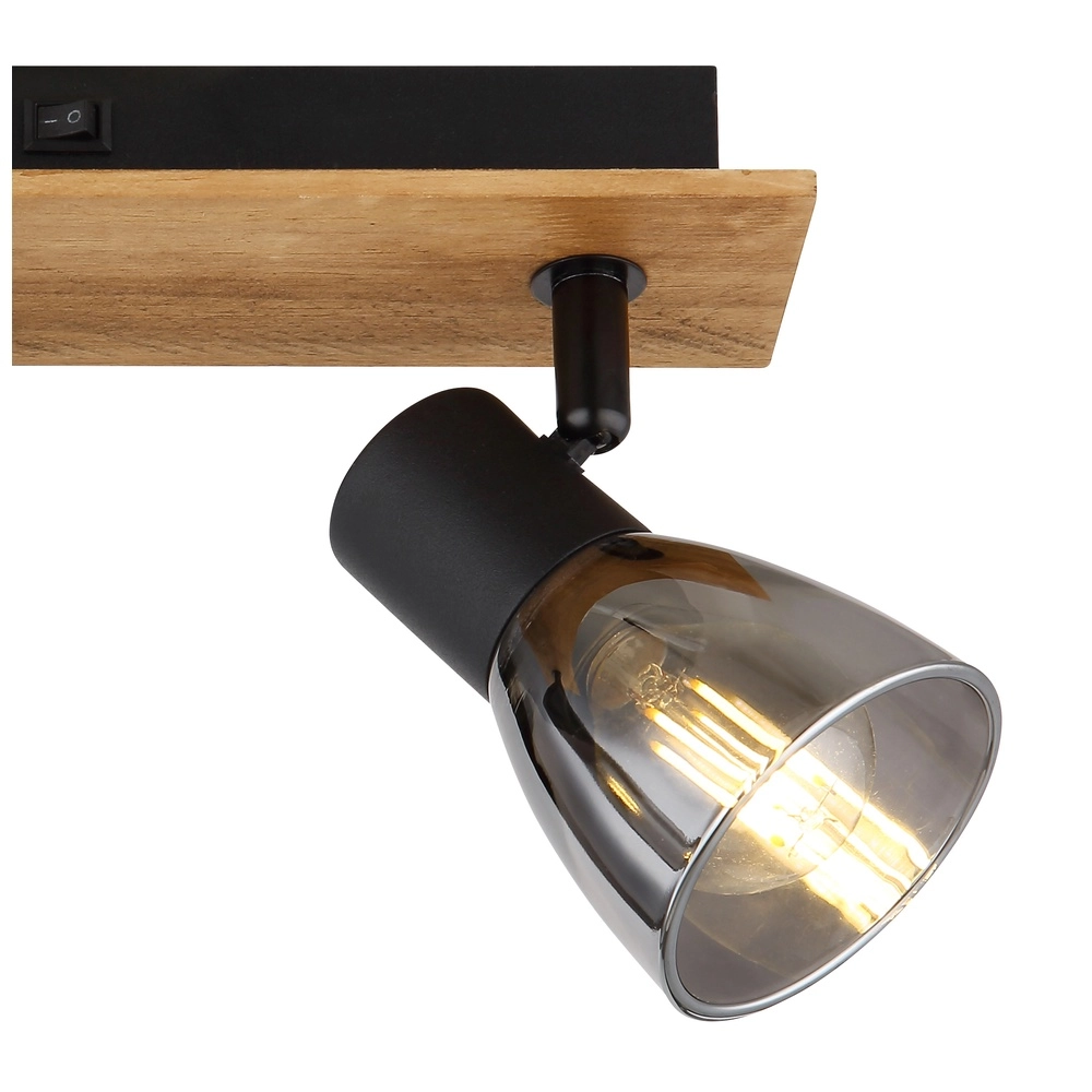 Lampe de plafond Claude 2-noir clair avec bois Globo 9007371443208