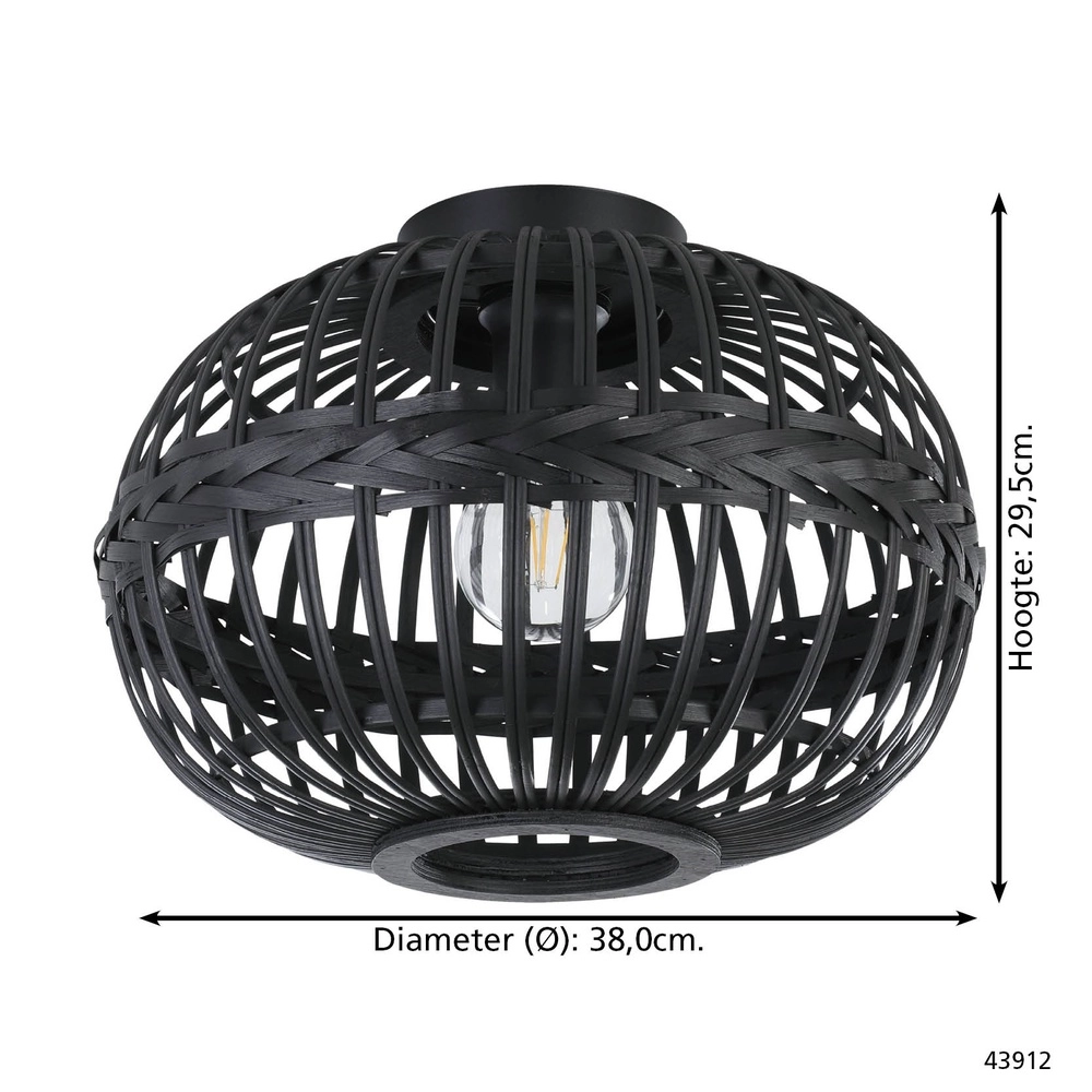 Lampe de plafond noire Towcester Ø 38 cm - bois Eglo 9002759439125