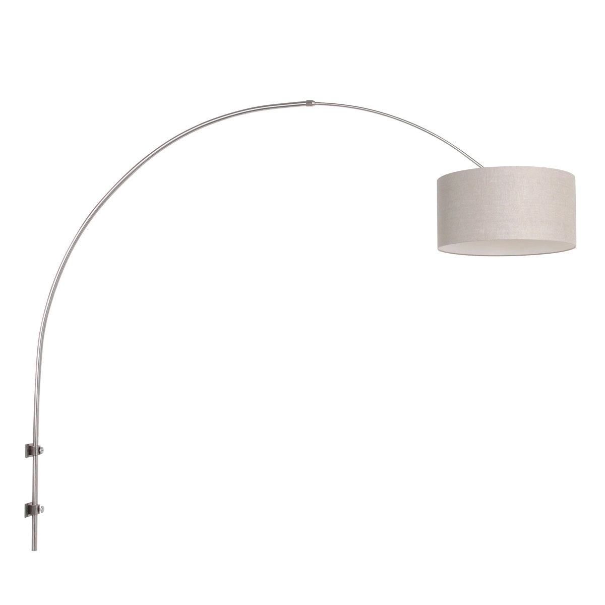 Lampe à arc murale Sparkled Acier inoxydable avec abat-jour taupe
