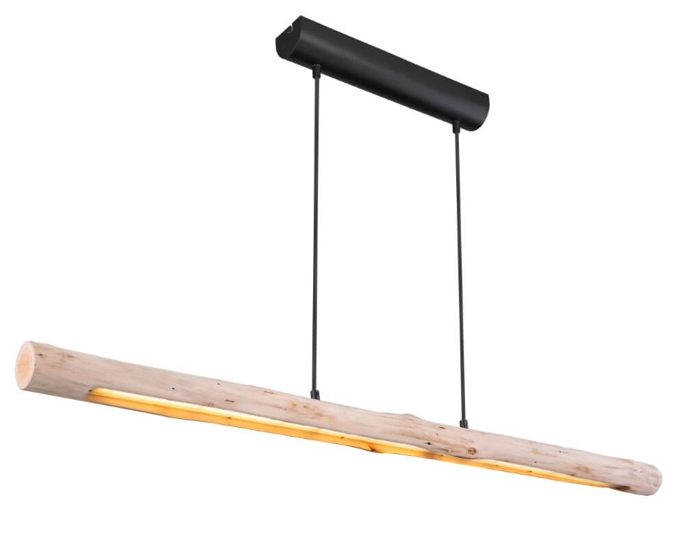 Lampe suspendue Mella noir avec bois 120cm Lampe suspendue Mella noir avec bois 120cm