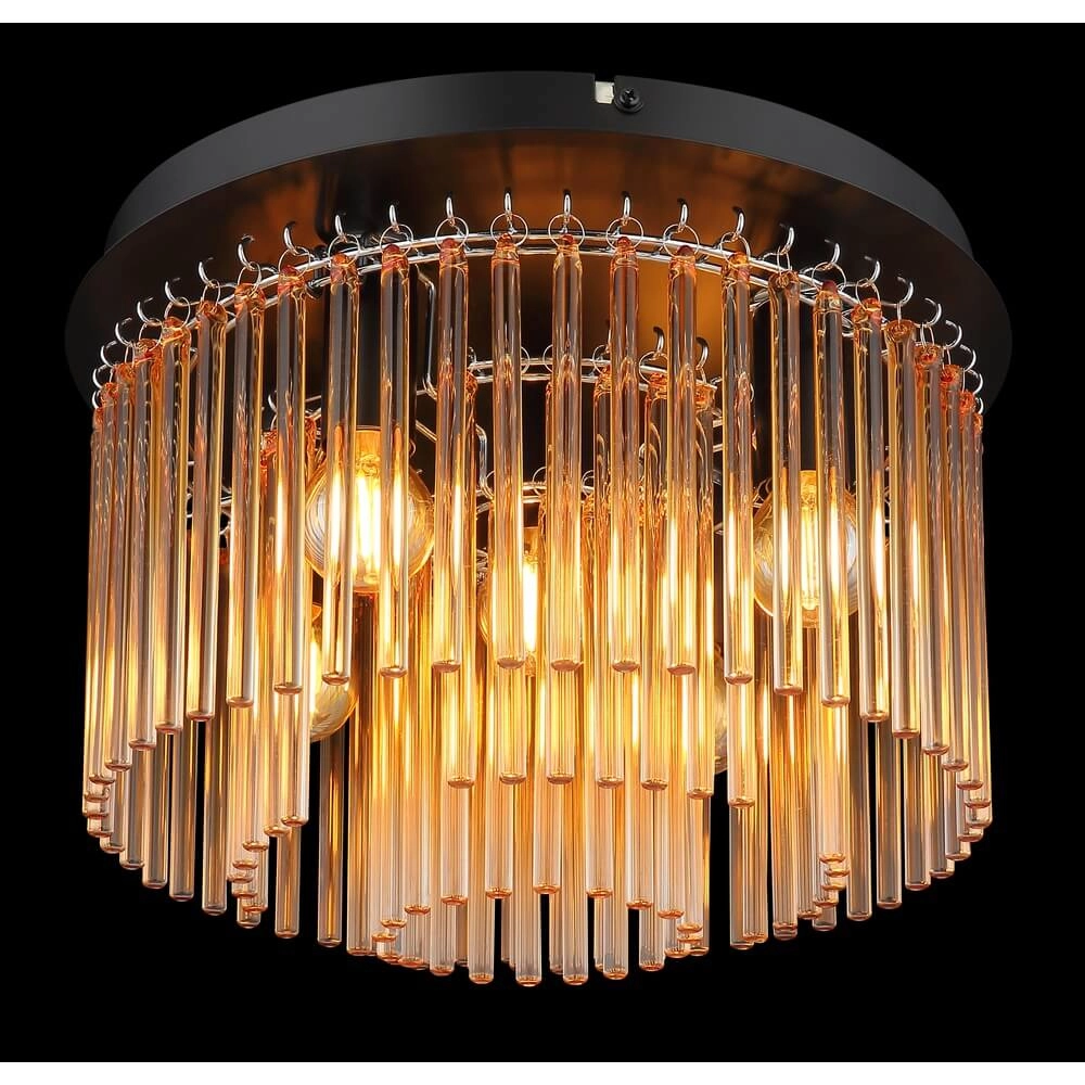 Plafonnier noir Gorley avec verre ambré Ø 32cm Globo 9007371475001