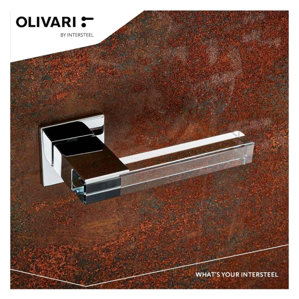 Poignée de porte design Ice Cube Chrome et transparent Olivari 8714186478370