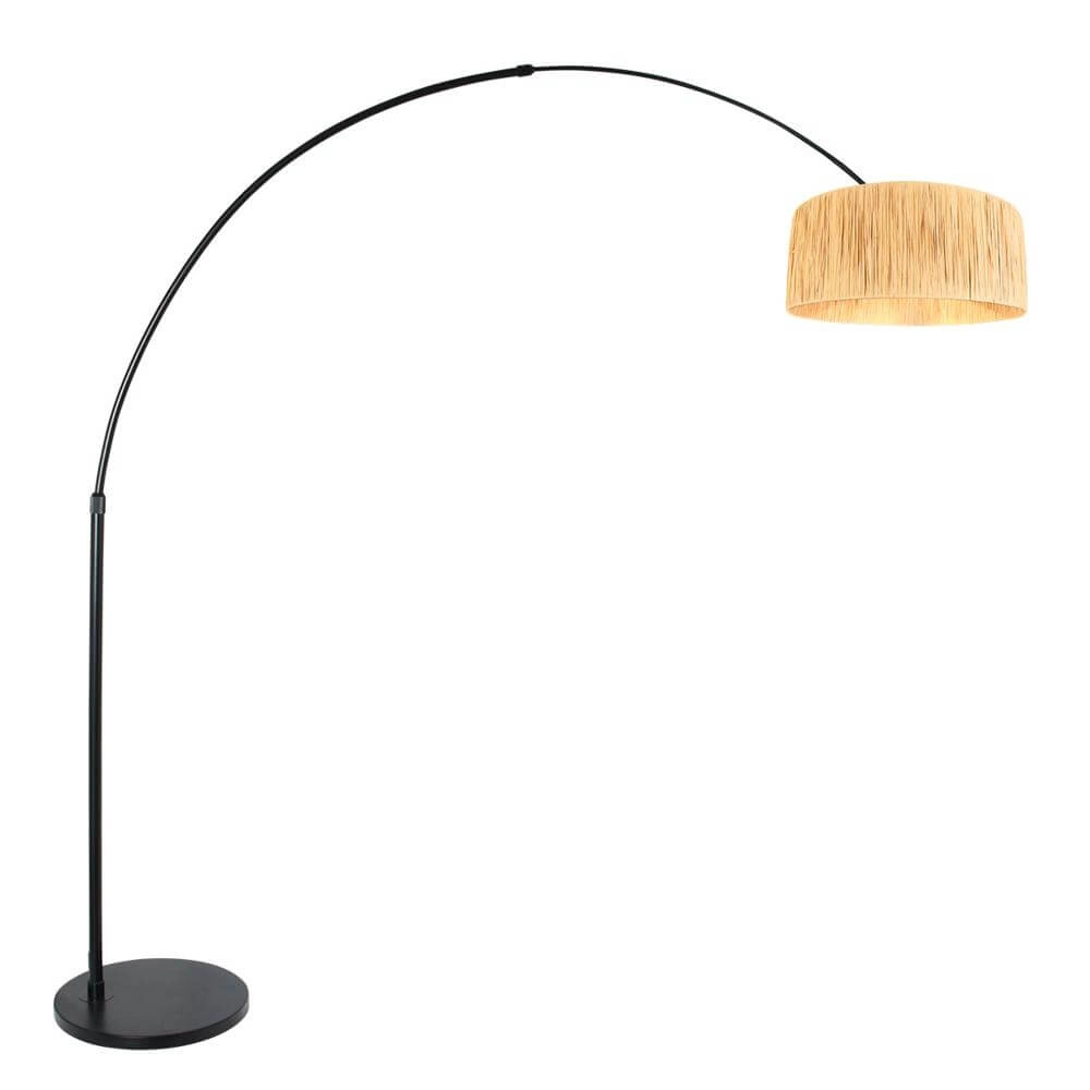 Lampe à arc Sparkled Light noir avec abat-jour paille Steinhauer 8712746172881