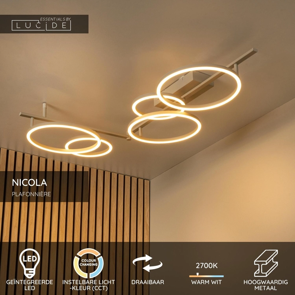 Lampe de plafond moderne Nicola Sand Brown Corner Lucide 5411212531193