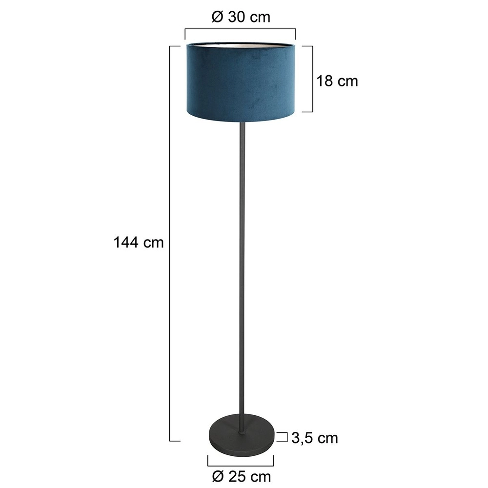 Lampadaire noir Noor avec capuche bleue Steinhauer 8712746182415
