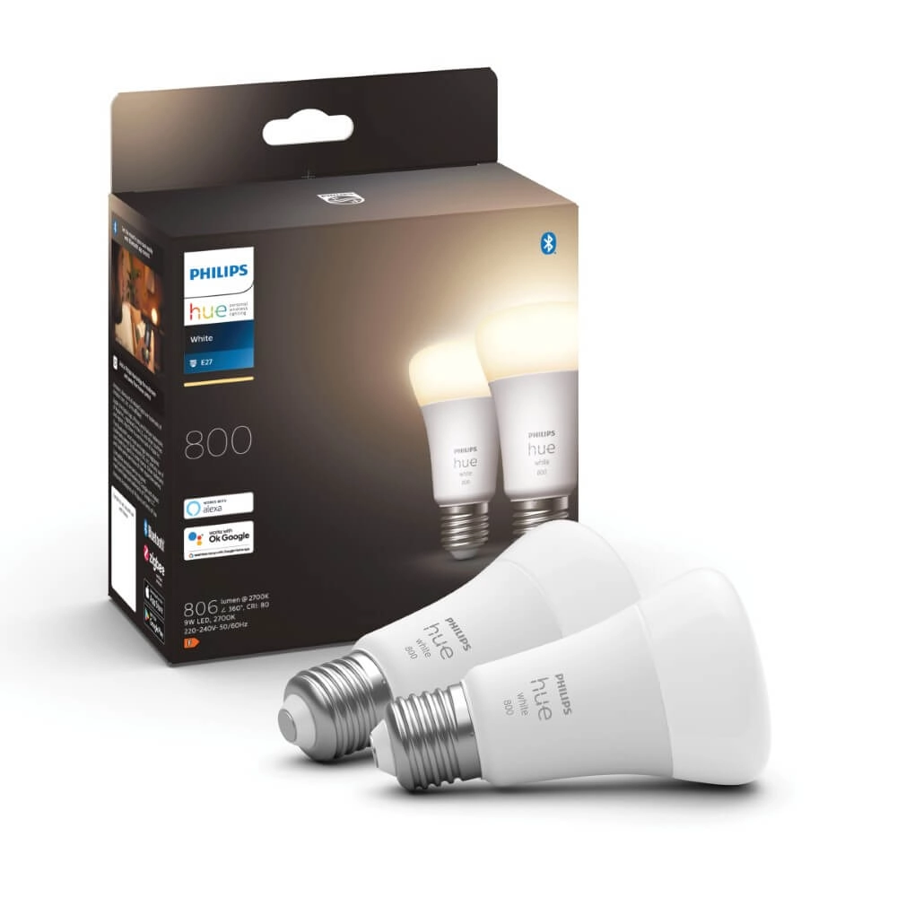 Hue - E27 - 9W - White lot de 2 Philips 8719514319028
