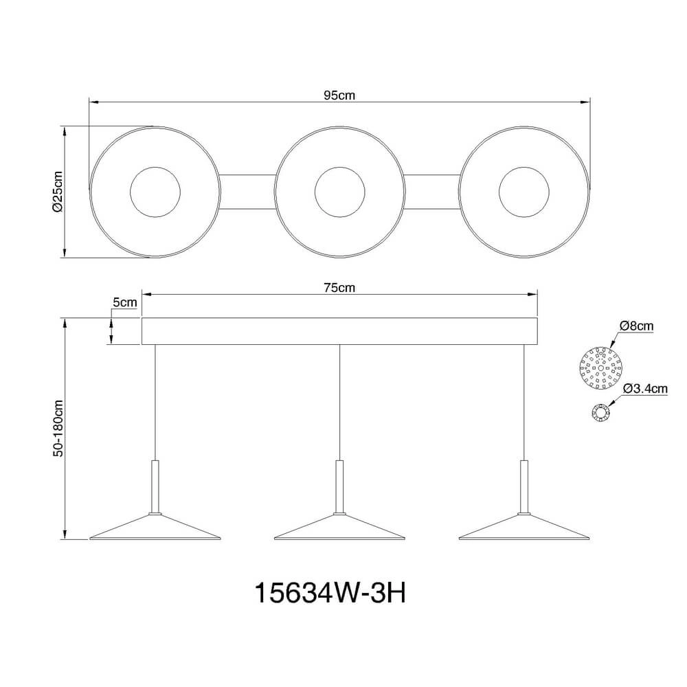 Suspension design Lampone 3 lumières blanc Globo 9007371474806