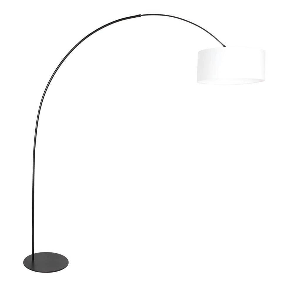 Lampadaire Curve noir avec abat-jour blanc grossier Ø 50cm Lampadaire Curve noir avec abat-jour blanc grossier Ø 50cm