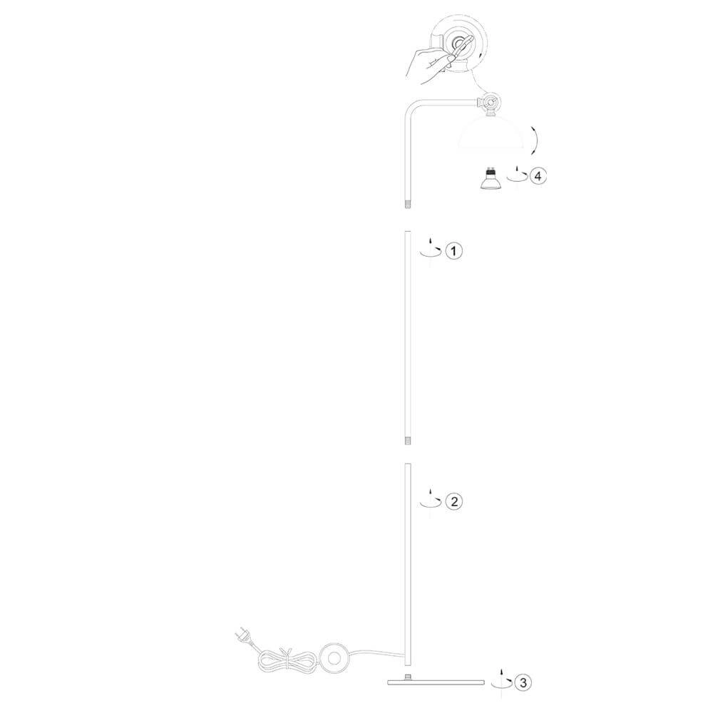 Lampadaire Pintino noir avec bronze Steinhauer 8712746176490