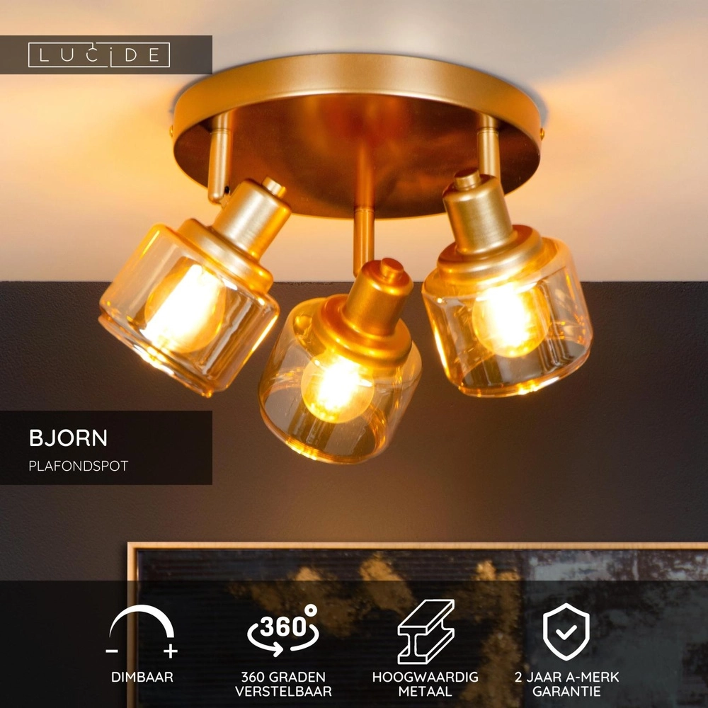 Lampe de plafond Bjorn Or 3 vieux Lucide 5411212771261