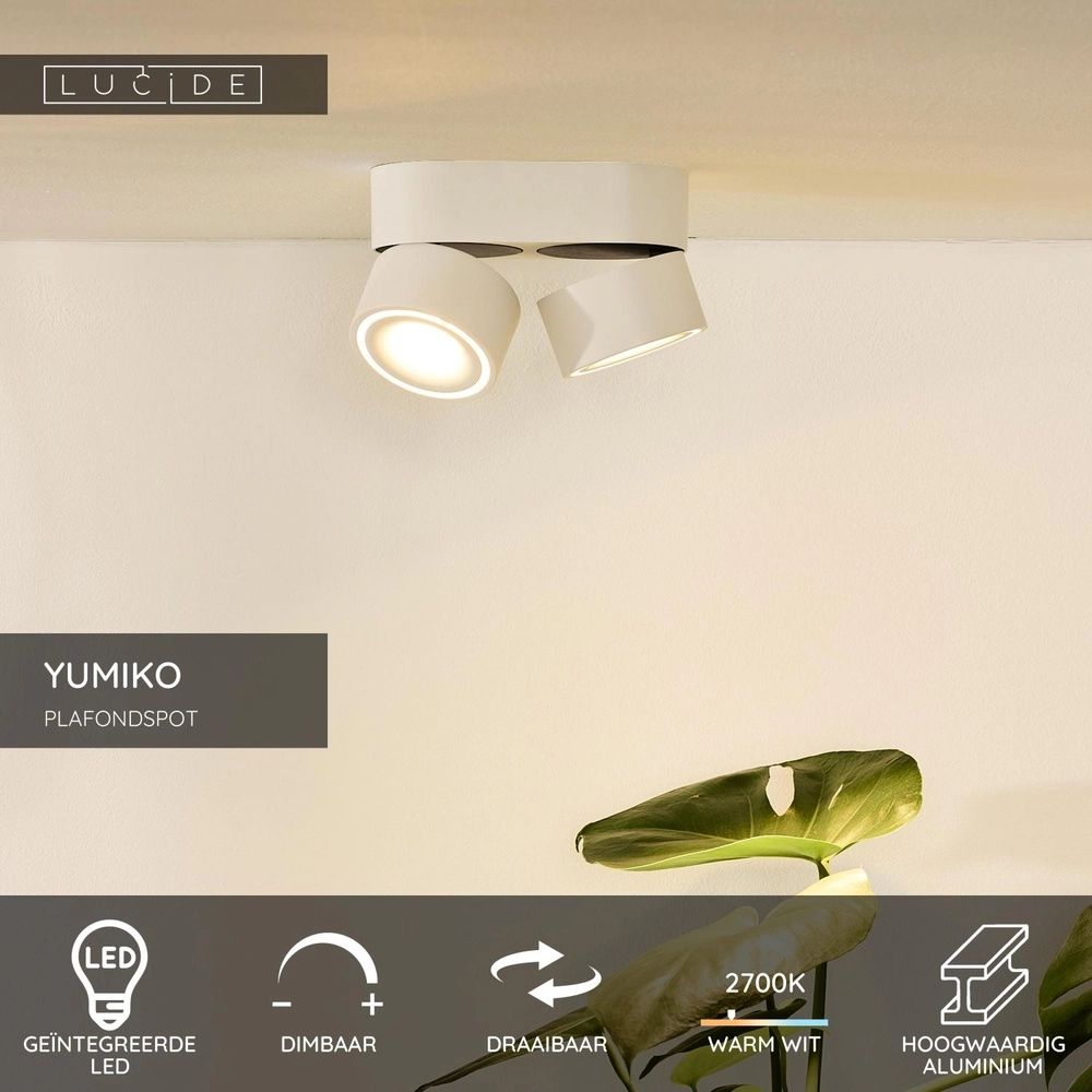 Projecteur de plafond Yumiko Double blanc Lucide 5411212351685