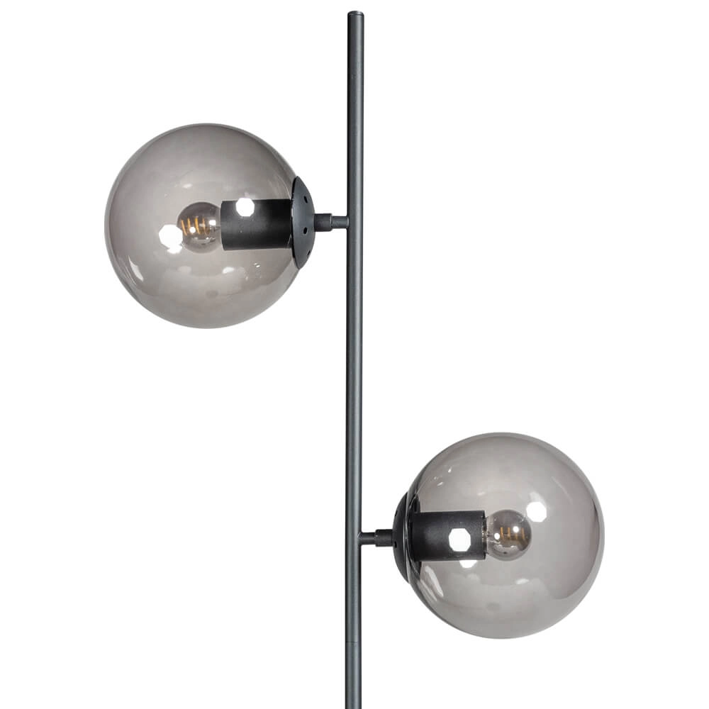 Lampadaire design Davina 2 lumières noir avec verre fumé ETH 8720195302759