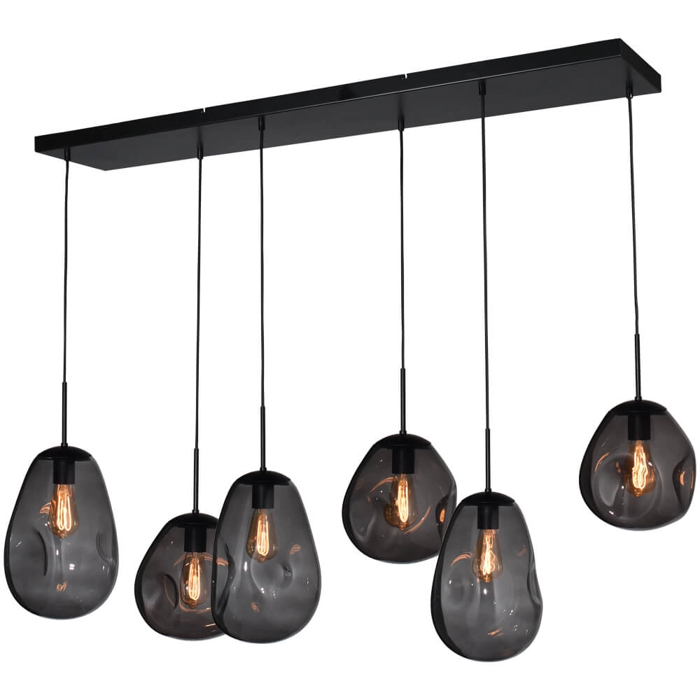 Lampe suspendue Lava 6x verre à fumée Lampe suspendue Lava 6x verre à fumée