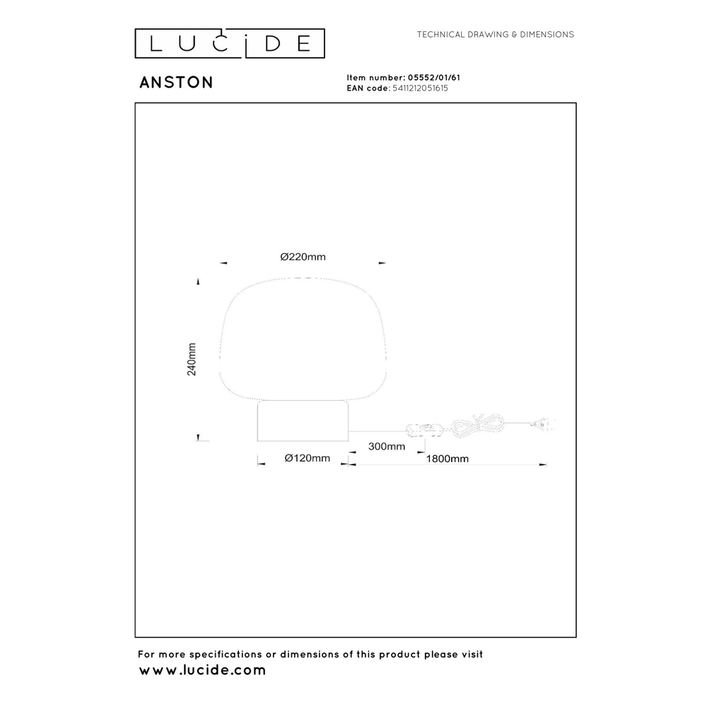 Lampe de table Japandi Anston Opal Lucide 5411212051615
