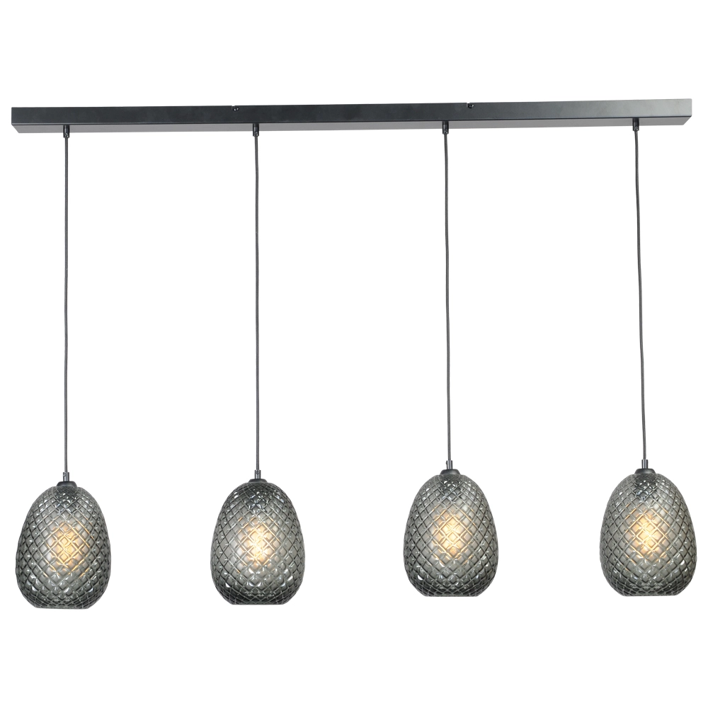 Lampe suspendue noire Pineapple 4 lumières avec verre fumé Masterlight 8718121209388
