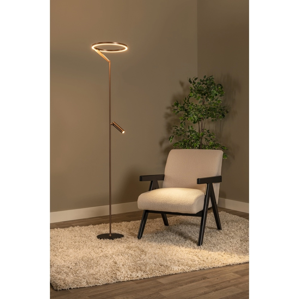 Lampe de pied élégante avec lampe de lecture Applause Cuivre brossé - LED Premium by Lucide 5411212221872
