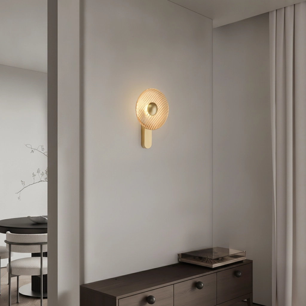 Lampe murale de conception Lavina or avec verre ambré Ø 25cm