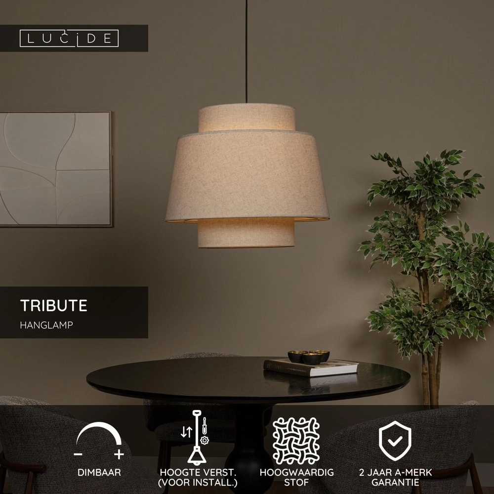 Lampe suspendue Tribute Ø crème 60 cm Lucide 5411212211958