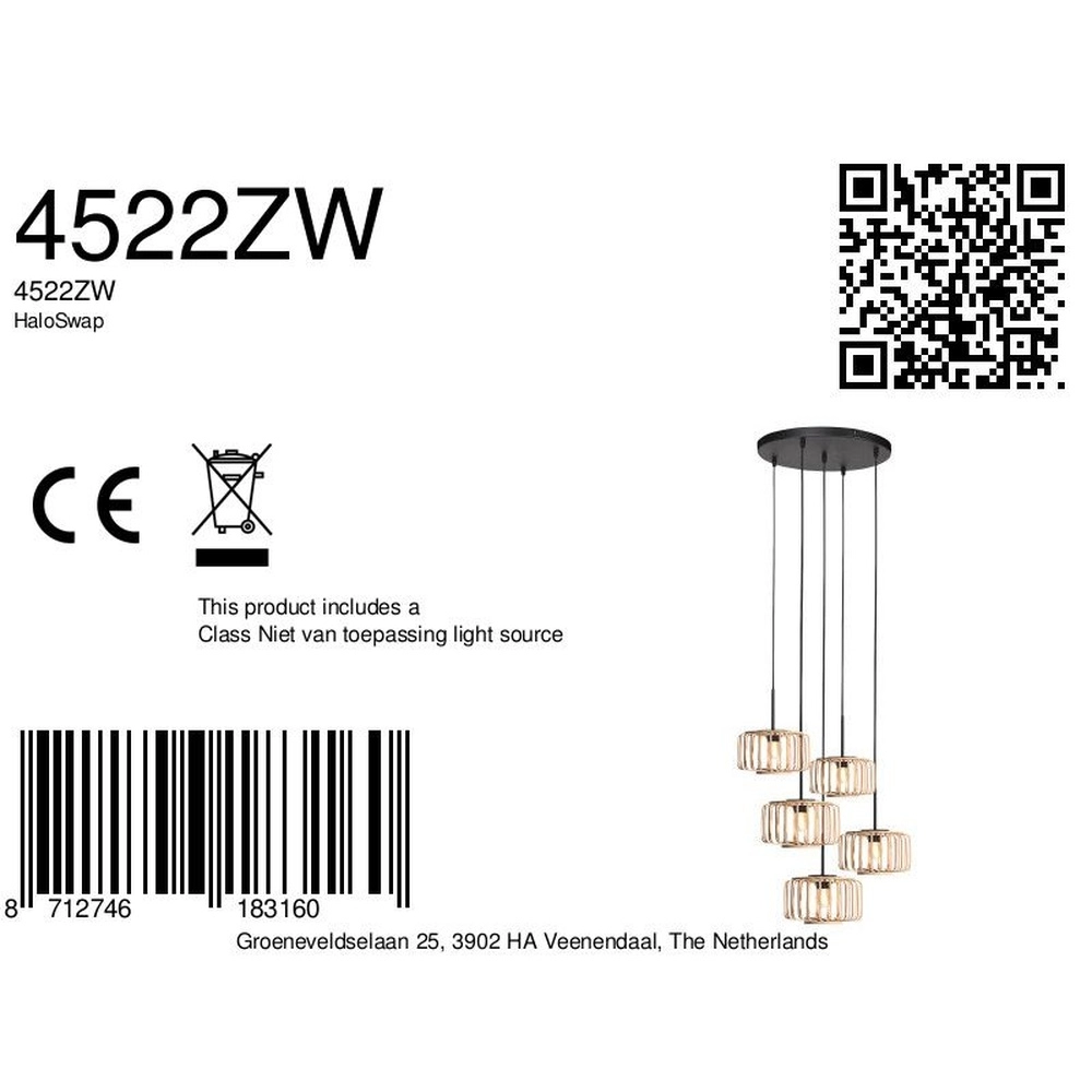 Suspension 5 lumières HaloSwap rond Ø 50cm Steinhauer 8712746183160