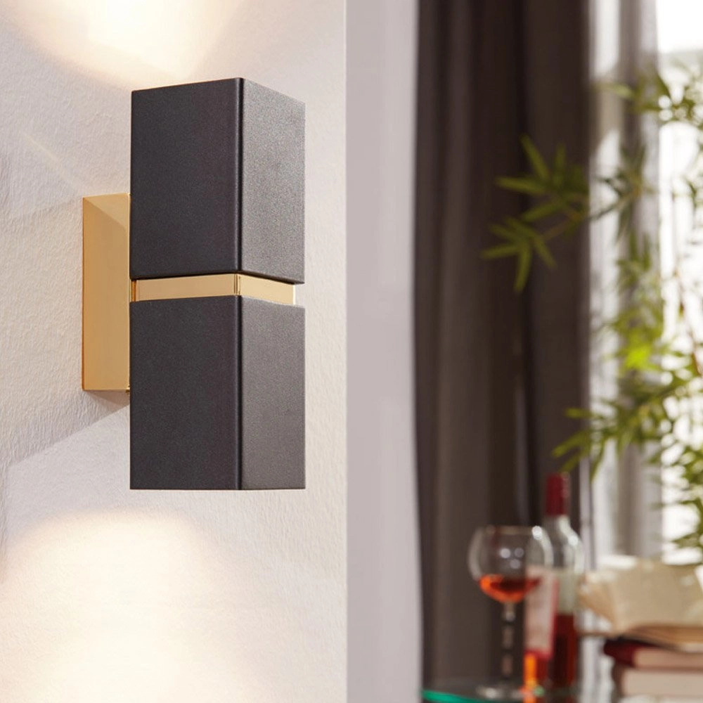 Applique murale LED Passa Up - Down 2x3,3w - or avec noir Eglo 9002759953737