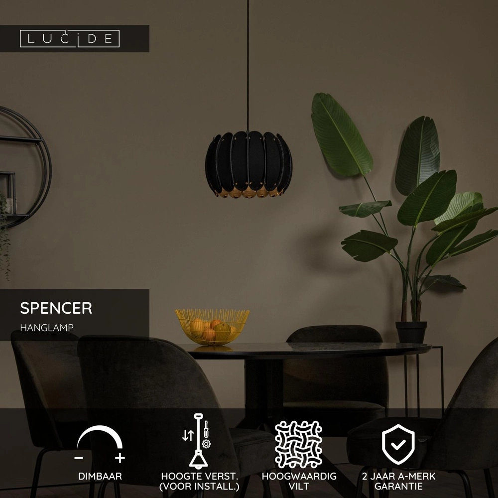 Lampe suspendue Spencer Noir Lucide 5411212343680