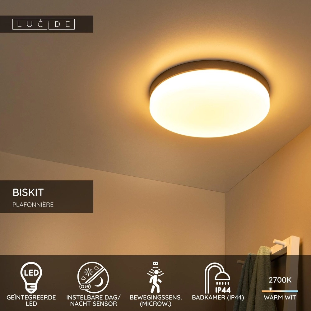 Éclairage de plafond Biskit Ø 40cm - IP44 noir Lucide 5411212792198