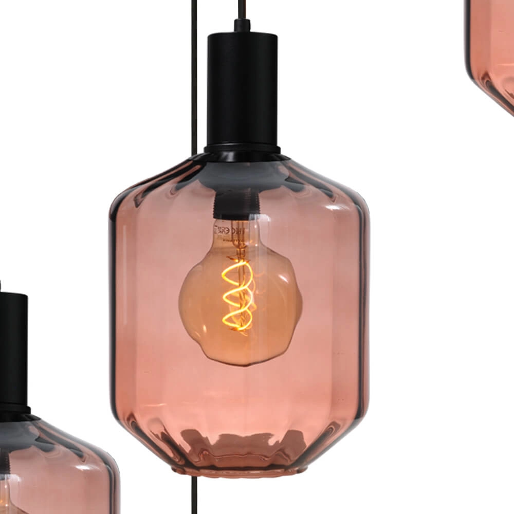 Suspension loft 5 lumières - noire - Porto avec lunettes rouges Jagger - Ø 24cm Masterlight 8718121271118